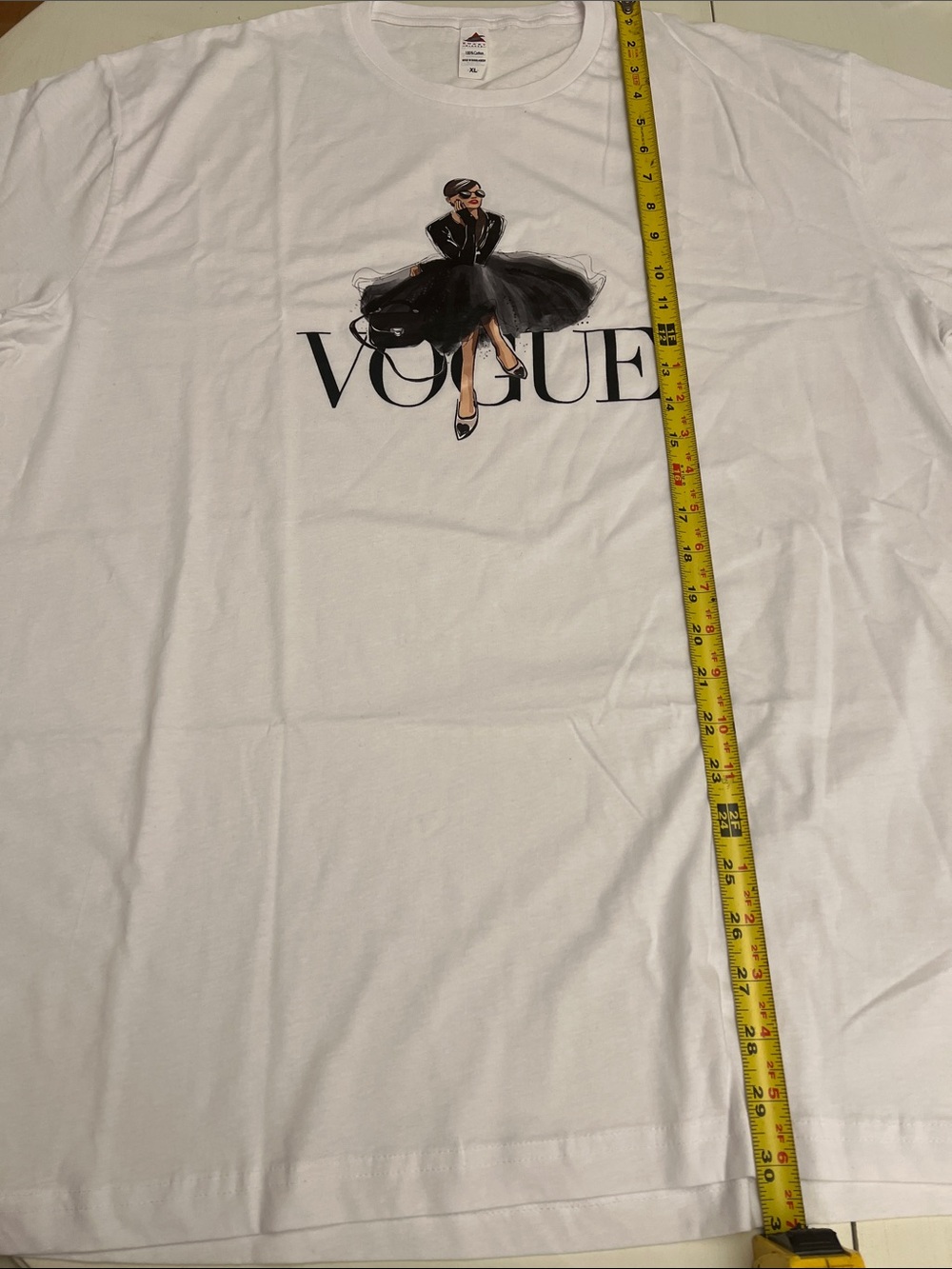 VOGUE Graphic White Short Sleeve Tee with Black Illustration - Picture 4 of 4